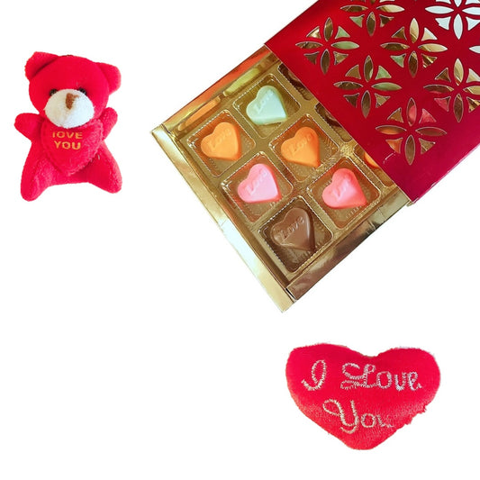 Love Heart Mix Chocolate Box with Teddy